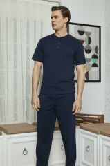 KLY 7612 Erkek Midi Yaka 3'Lü Pijama Takım