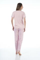 Estiva 22120 Kadın Yazı Desenli Kısa Kollu Viskon Pijama Takımı
