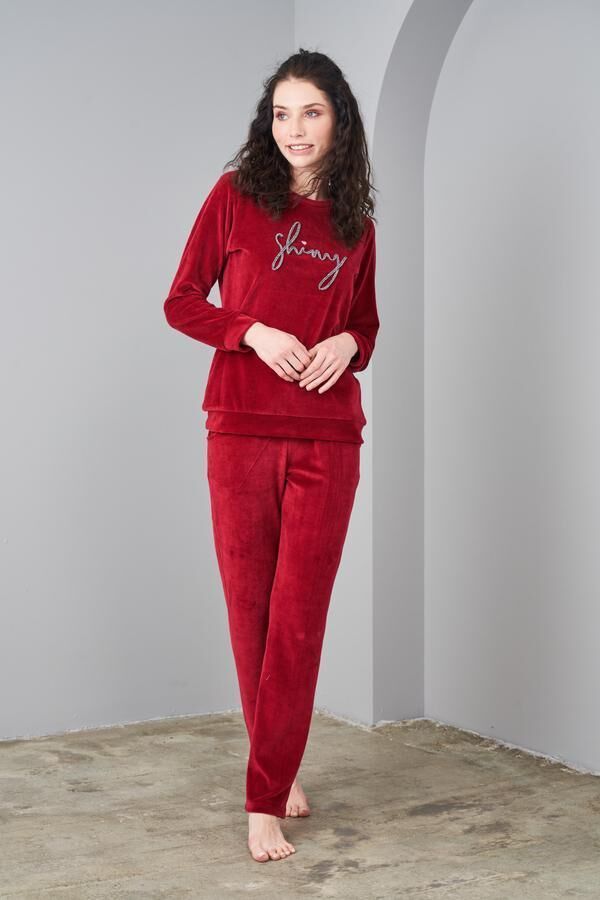 Pjs 24579 Kadın Sıfır Yaka Kadife Spor Takım