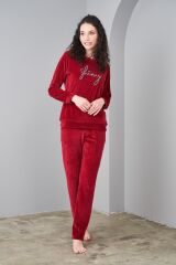 Pjs 24579 Kadın Sıfır Yaka Kadife Spor Takım