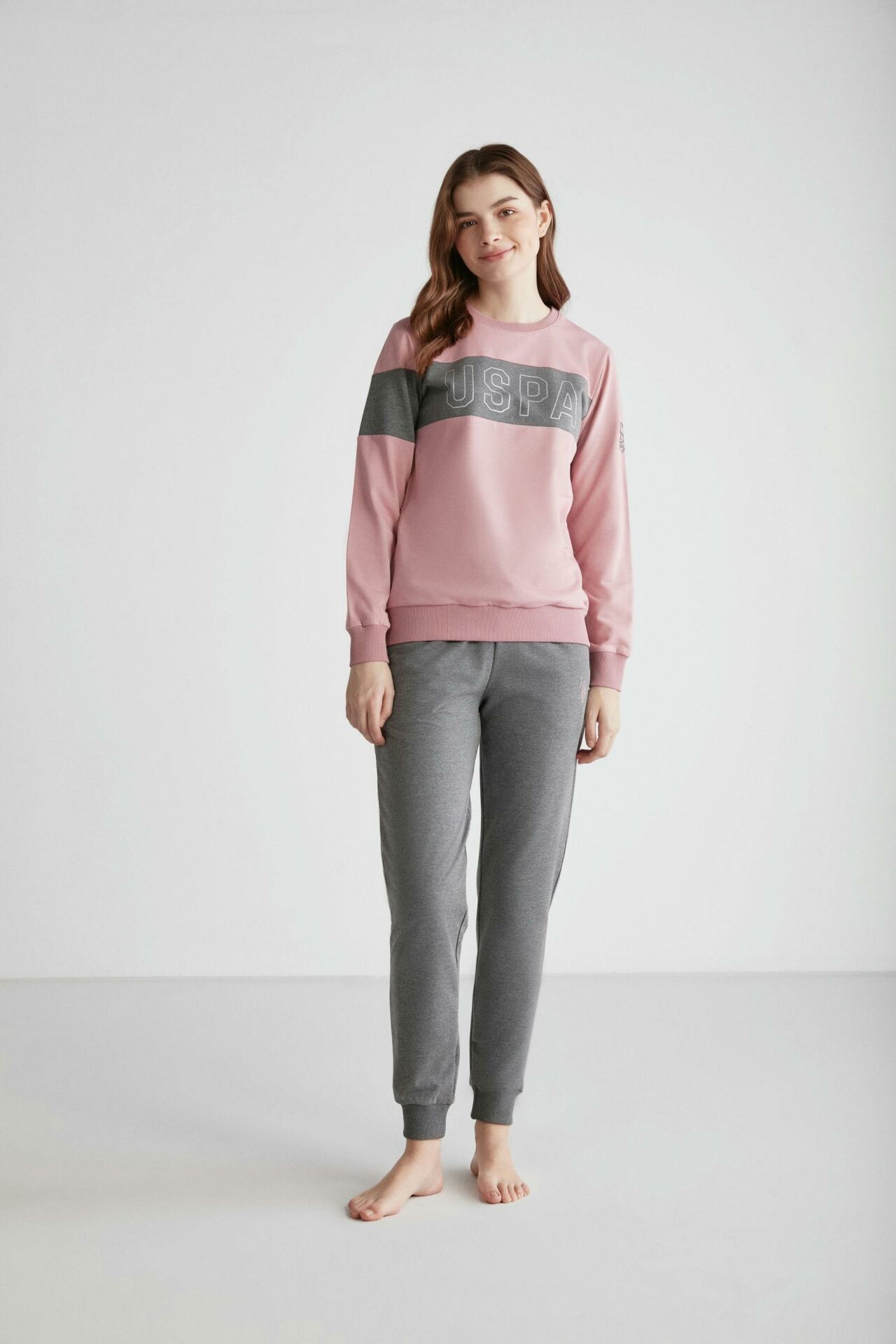 U.S. Polo Assn. 16947 Kadın Yuvarlak Yaka Pijama Takımı