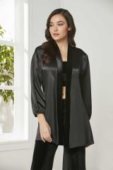 Pierre Cardin 2050 Dantelli Kadife Saten 3'lü Croplu Pijama Takımı