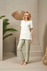 Pjs 25104 Kadın Yuvarlak Yaka Pijama Takım