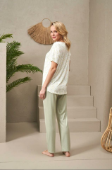 Pjs 25104 Kadın Yuvarlak Yaka Pijama Takım