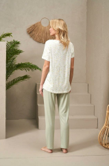 Pjs 25104 Kadın Yuvarlak Yaka Pijama Takım
