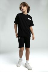 Kappa 36225 Erkek Çocuk Şortlu Pijama Bermuda Takım Siyah - 7-8