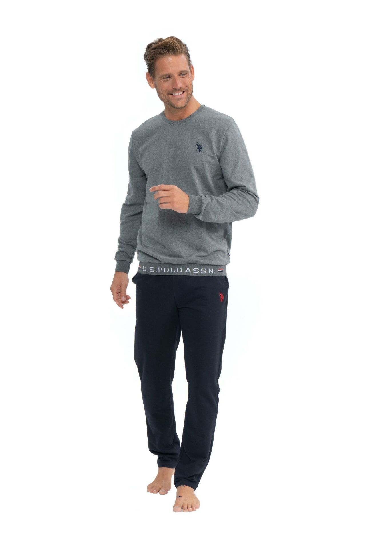 U.S. Polo Assn. 18815 Erkek Ev Giyim Uzun Kollu Pijama Tak m