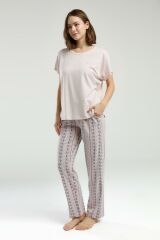 Pierre Cardin Kadın Bisiklet Yaka Kısa Kol Desenli Pijama Takım