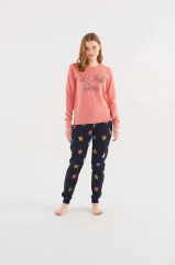 U.s Polo Assn 16821 Kadın Somon Yuvarlak Yaka Pijama Takım