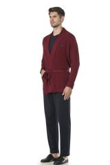 Pierre Cardin 5595 Erkek Çeyizlik Triko Ropdöşambır Pijama 5'li Set Takım Bordo - M