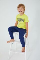 U.S. Polo Assn 1322 Tiny Stamp Erkek Çocuk Kısa Kol Pijama Takım