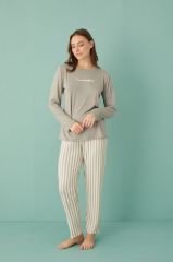 Gd Goldoremi 50902-28 Kadın Amazing Milan Kumaş Uzun Kollu Pijama Takım