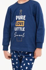 Roly Poly 2996 Pure Love Little Sweet Koyu İndigo Erkek Çocuk Uzun Kol Pijama Takım