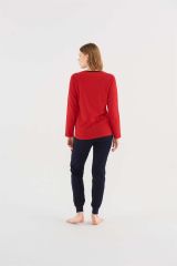 U.s Polo Assn 16840 Kadın Uzun Kol Yazı Baskılı Pijama Takım