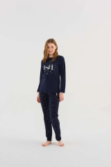U.s Polo Assn 16838 Kadın Lacivert Yuvarlak Yaka Pijama Takım