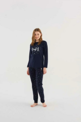 U.s Polo Assn 16838 Kadın Lacivert Yuvarlak Yaka Pijama Takım
