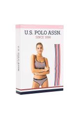 U.S. Polo Assn. 66250 Kadın Lacivert Çizgili Büstiyer Slip Takım