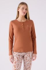 Pierre Cardin 8862 Kadın Açık Kahverengi Uzun Kol Pijama Takım