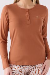 Pierre Cardin 8862 Kadın Açık Kahverengi Uzun Kol Pijama Takım