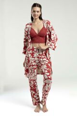 Arnetta Kadın Yarım Kol Sabahlıklı İnce Askılı Büstiyerli Pijama Takım