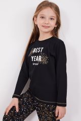 Arnetta 2152 Best Year Energy Siyah Kız Çocuk Uzun Kol Pijama Takım