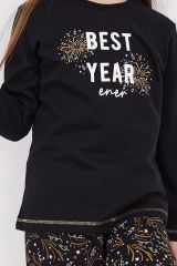 Arnetta 2152 Best Year Energy Siyah Kız Çocuk Uzun Kol Pijama Takım