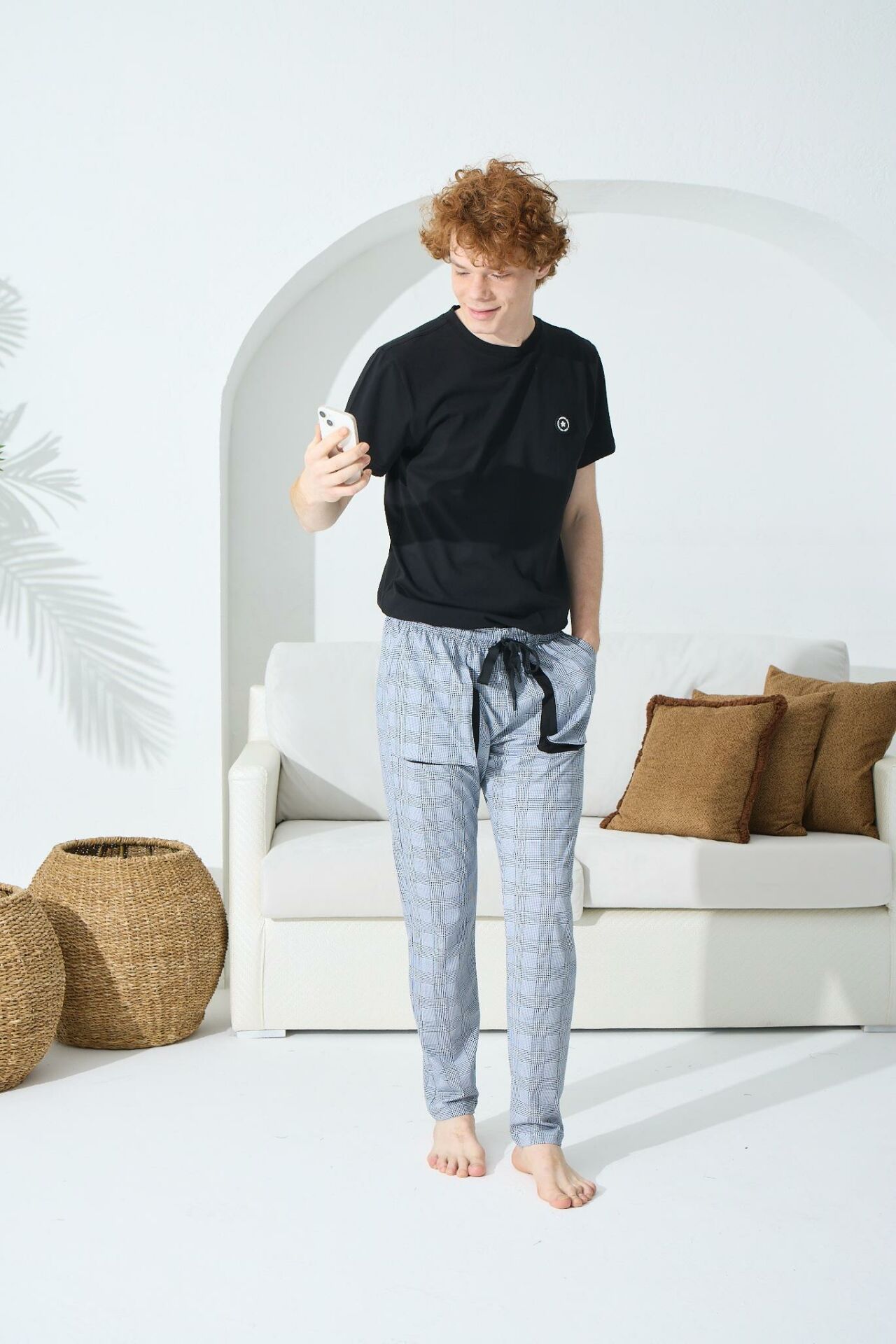 KLY 1014 Erkek 0 Yaka Kısa Kol Pijama Takım