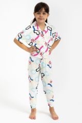 Roly Poly 2786 Garson Love Krem Kız Çocuk Gömlek Pijama Takımı