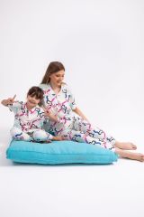 Roly Poly 2786 Garson Love Krem Kız Çocuk Gömlek Pijama Takımı