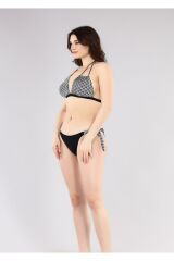 Ruko Maio 2217-2 Siyah Üçgen Çift Askılı Boyundan Bağlamalı Ipli Bikini