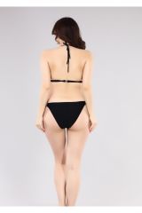 Ruko Maio 2217-2 Siyah Üçgen Çift Askılı Boyundan Bağlamalı Ipli Bikini
