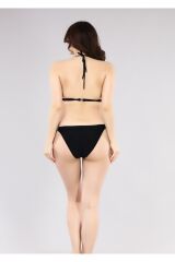 Ruko Maio 2217-2 Siyah Üçgen Çift Askılı Boyundan Bağlamalı Ipli Bikini