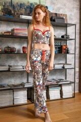 Anıl 4159 Kadın Çiçekli Viskon Push Up Büstiyer Pijama Takım