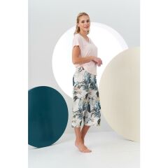 Pjs 24190 Kadın Desenli Kapri Takım