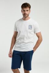 Arnetta 3304 Erkek Beyaz Kısa Kollu Şortlu Bermuda Pijama Takım