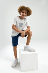 Arnetta 3304 Garson Erkek Çocuk Beyaz Kısa Kollu Şortlu Bermuda Pijama Takım
