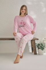 Estiva 23166 Kadın Uzun Kollu Büyük Beden Yazlık Viskon Pijama Takımı