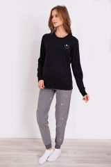 Arnetta 2180 Smile Siyah Kadın Uzun Kol Pijama Takım