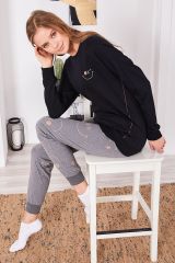 Arnetta 2180 Smile Siyah Kadın Uzun Kol Pijama Takım