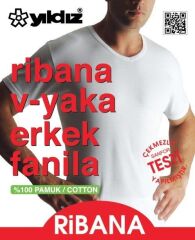 Yıldız 60 Battal Beyaz Ribana V Yaka Erkek Body