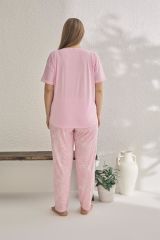 Estiva 23182 Kadın Miami Kısa Kollu Büyük Beden Yazlık Viskon Pijama Takımı
