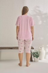 Estiva 23072 Kadın Kısa Kollu Kaprili Büyük Beden Yazlık Viskon Pijama Takımı