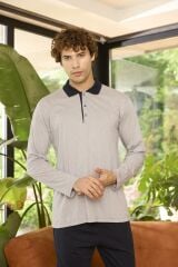 Kly 9272 Erkek Polo Yaka Uzun Kollu Pijama Takımı