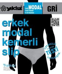 Yıldız 67 Erkek Gri Likralı İz Yapmaz Kemerli Slip Külot 1 Adet