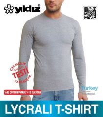 Yıldız 87 Gri Likralı Uzun Kollu Erkek Tişört Atlet