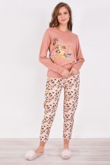 Roly Poly 2960 Leopard Kadın Uzun Kol Pijama Takım