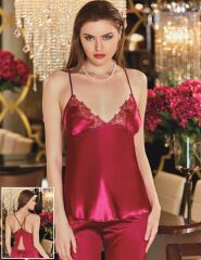 Jeremi 2634 Saten 3'lü Dantelli Pijama Takımı