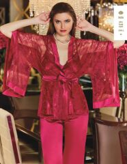 Jeremi 2634 Saten 3'lü Dantelli Pijama Takımı