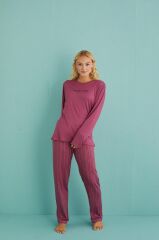 Gd Goldoremi 50902-40 Kadın Winter Vibes Milan Kumaş Uzun Kol Pijama Takımı