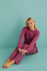 Gd Goldoremi 50902-40 Kadın Winter Vibes Milan Kumaş Uzun Kol Pijama Takımı